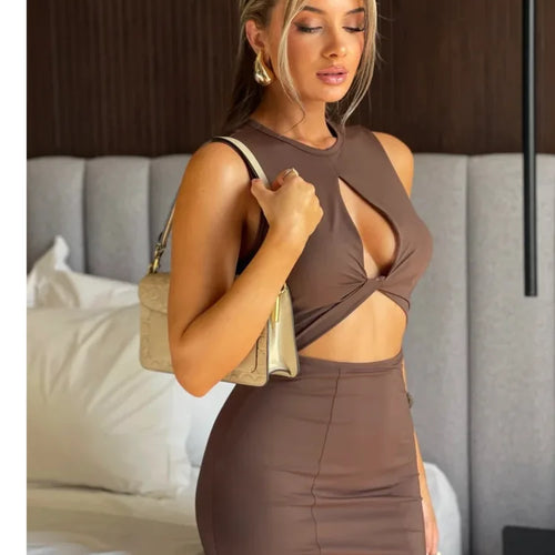 Load image into Gallery viewer, Elegant Party Evening Dress Sleeveless Hollow Out Maxi Dress For Women Style Slim Party Club Sheath Vestidos 2024 Female
