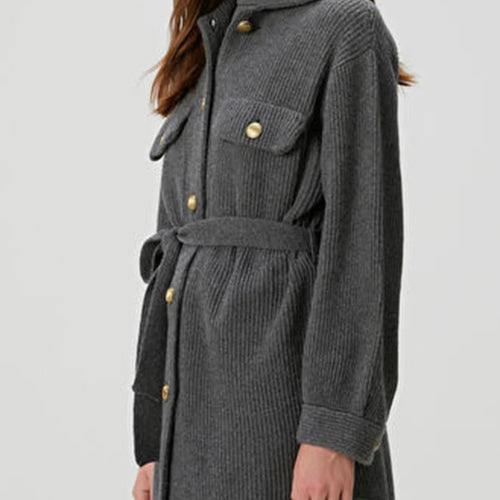 Load image into Gallery viewer, Loose Spliced Buttons Knit Jackets for Women Lapel Long Sleeves Patchwork Lace Up Casual Jacket Female Clothing New
