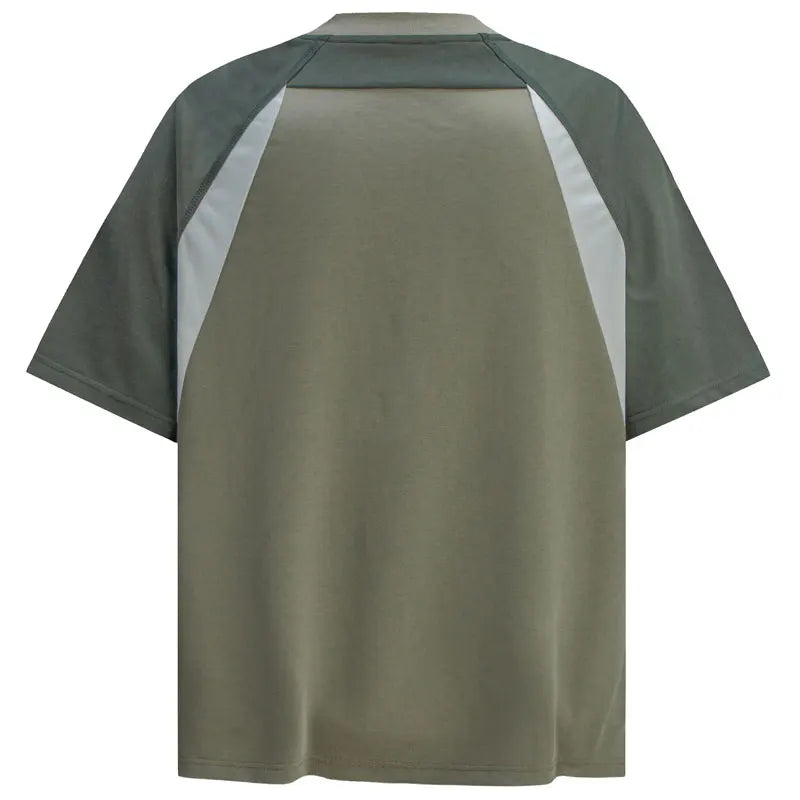 Men T-Shirt Y2K Embroidered Patchwork Half Zip Up Sport Racing Tshirt Streetwear Harajuku Hip Hop Casual Baggy Urban Top Tee