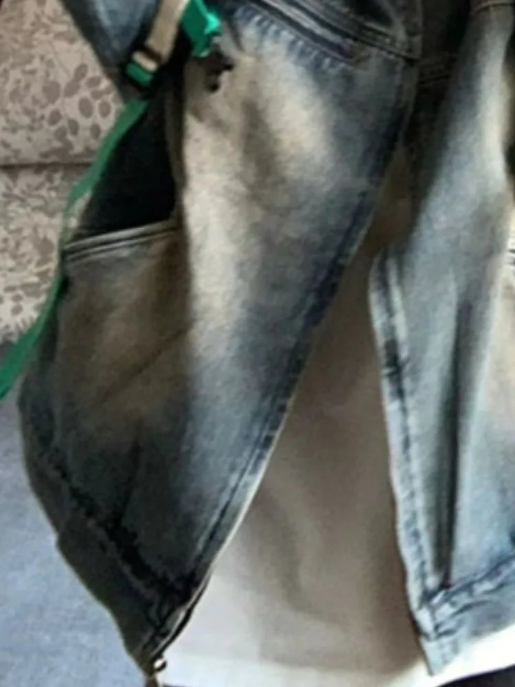 Streetwear Loose Casual Vintage Jeans Coats Cowboy Women Zipper Denim Jackets 2025 Y2k Aesthetic Grunge Fairy Harajuku Tops