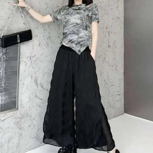 Load image into Gallery viewer, High Elastic Waist Black Pleated Chiffon Long Wide Leg Pants New Trousers Women Fashion Tide Spring Autumn 2025 1DH6500

