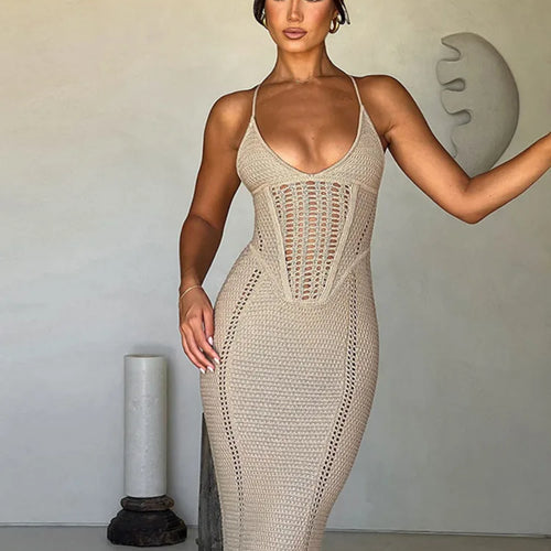 Load image into Gallery viewer, Women's Knitted Sweater Dress, Hollow Out Dress, Sexy Lace Up, Large Open Back, Evening Party, Club, New, 2024, Summe
