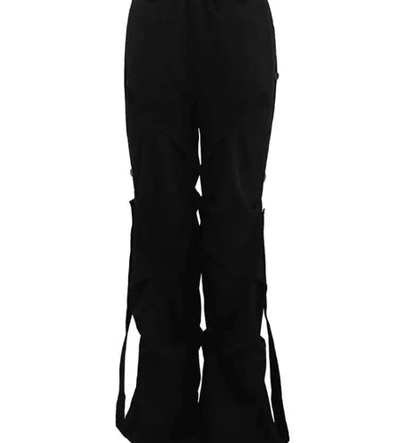 High Elastic Waist Gray Pleated Irregular Long Cargo Pants New Trousers Women Fashion Tide Spring Autumn 2025 CPG1628