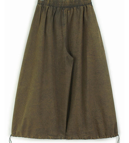 High Waist Caramel Color Denim Drawstring Pleated Wide Leg Jeans New Women Trousers Fashion Spring Autumn 2025 1DH9662