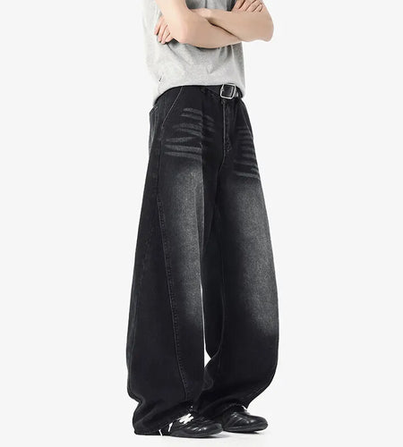 Men's Jeans New American Stylish Solid Color Straight Leg Handsome Trousers Loose Male Light Flared Pants Spring 9W1525