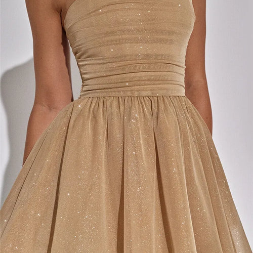 Load image into Gallery viewer, Elegant Strapless Sexy Mini Dress Women Fashion Black Off-shoulder Backless Pleated Sequins Sparkle Club Party Dress
