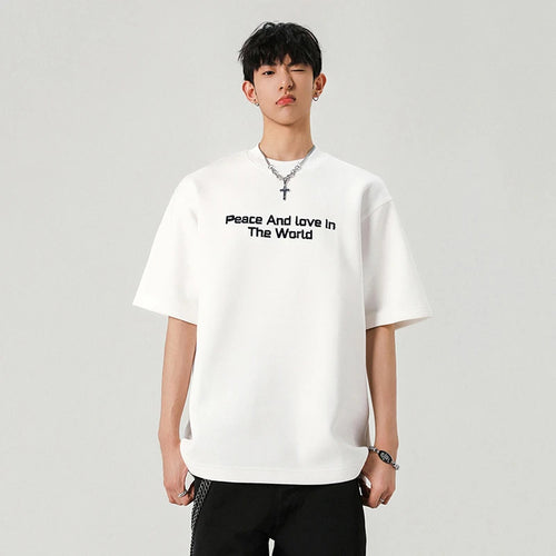 Load image into Gallery viewer, Male T-shirts Short Sleeve Embroidery Letter Printing Trendy Solid Color O-neck Stylish New Summer Men&#39;s Clothing 9W1937
