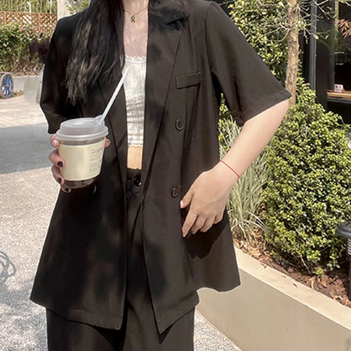 Load image into Gallery viewer, Fashion Casual Women Blazers Summer Korean Style Suit Jacket Female Short Sleeve Office Lady Green Black Coat M-4XL
