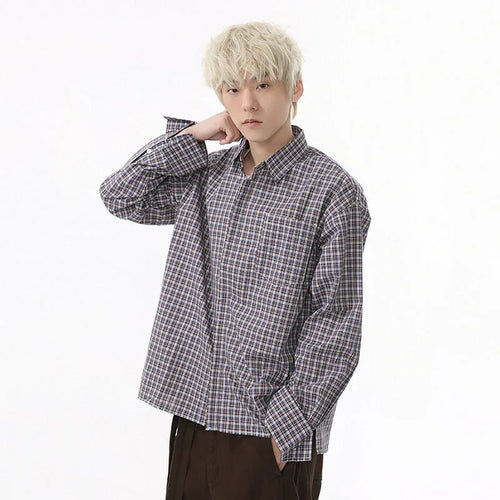 Load image into Gallery viewer, Plaid Men's Long Sleeve Shirts New Korean Design Lapel Casual Pocket Decoration Male Clothing Summer Fashion Tide 9W1591
