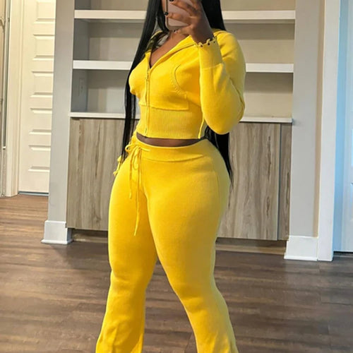 Load image into Gallery viewer, Sporty 2 Piece Set Women Hooded Cardigan Crop Jacket+Drawstring Straight Pants Fit Simple Classic Basic Casual Tracksuit
