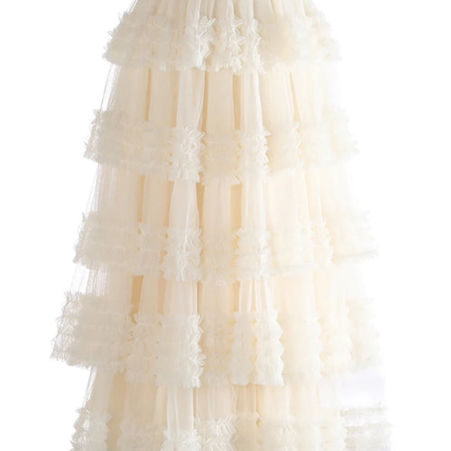 Load image into Gallery viewer, High Elastic Waist Rose Red Mesh Layers Elegant Ball Gown Half-body Skirt Women Fashion New Spring Autumn 2025 1DJ1272
