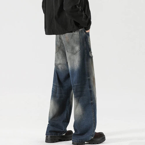 Load image into Gallery viewer, Men's Jeans Washed Dirty Ripped Stylish Hole Worn-out Design High Street Straight Leg Trendy Male Casual Trousers 9W2024
