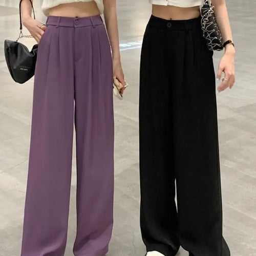 Load image into Gallery viewer, Purple Dropping Floor Pants For Women Spring Autumn 2023 Black High-waisted Suit Pants Versatile Straight Casual Yellow Trousers
