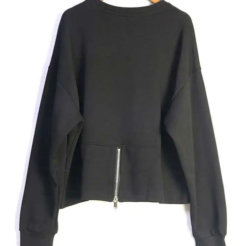 Load image into Gallery viewer, Black Printed Back Zipper Sweatshirt New Round Neck Long Sleeve Women Big Size Fashion Tide Spring Autumn 2025 1DJ0624
