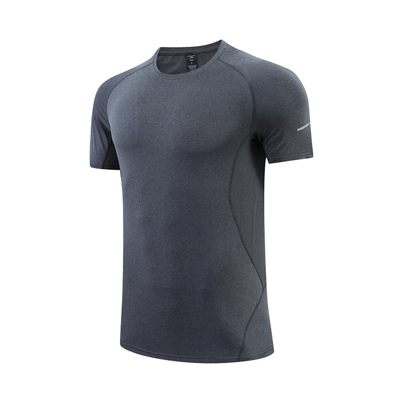 Mens Running Compression T-shirt Breathable Football Sweatshirt Tight Sportswear Fitness Short Sleeve Shirt Dry Fit Rash Guard