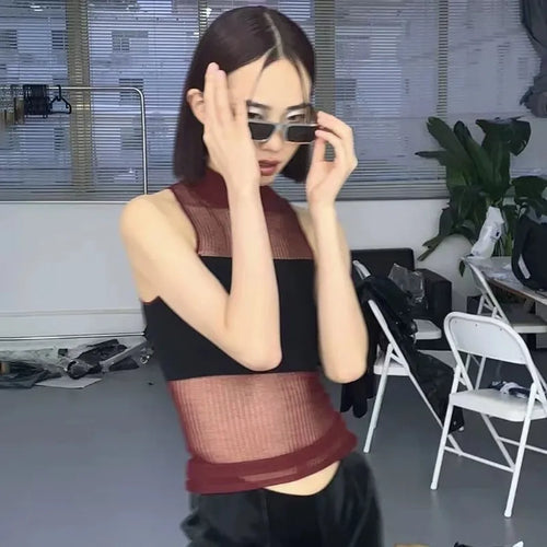 Load image into Gallery viewer, Japanese Y2k Kint Tank Top Trashy 2000s Hollow Out Tanktop Grunge Aesthetics Knitted Crop Top Vintage Harajuku Tube Tops
