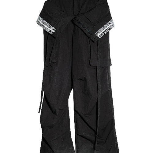 Load image into Gallery viewer, High Waist Black Double Layer Pocket Pleated Long Wide Leg Pants New Trousers Women Fashion Spring Autumn 2025 1DJ0691
