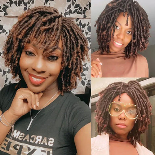 Load image into Gallery viewer, Synthetic Cute Hair Dreadlock Wig Short Twist Braids Wigs For Women And Men Afro Curly Crochet Twist Wigs Male 15 Inch
