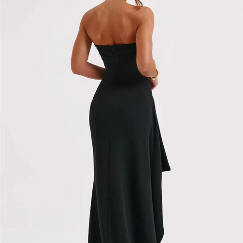 Load image into Gallery viewer, Strapless Backless High Split Maxi Dress For Women Black Off-shoulder Sleeveless Bodycon Club Party Long Dress Clothes
