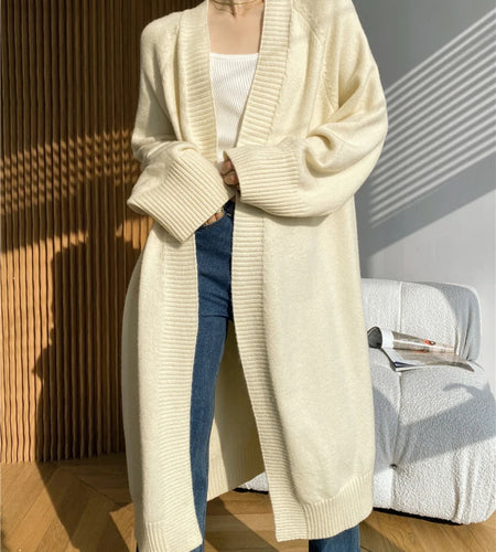 Khaki Horn Button Big Size Knitting Cardigan Sweater V-Neck Long Sleeve Women New Fashion Tide Spring Autumn 2025 1DH6439