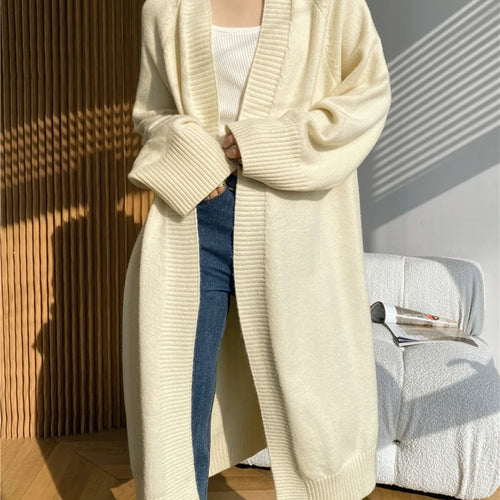 Load image into Gallery viewer, Khaki Horn Button Big Size Knitting Cardigan Sweater V-Neck Long Sleeve Women New Fashion Tide Spring Autumn 2025 1DH6439
