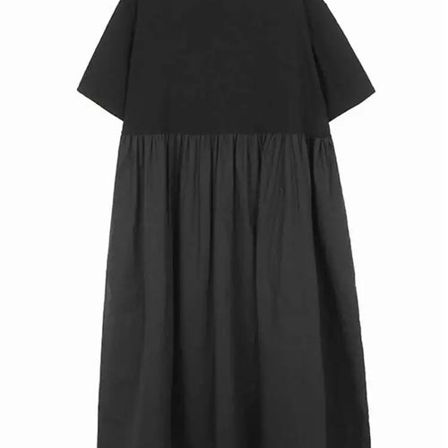 Load image into Gallery viewer, Women Black Ribbons Design Big Size Midi Dress New Round Neck Short Sleeve Fashion Tide Spring Summer 2025 1DH5566
