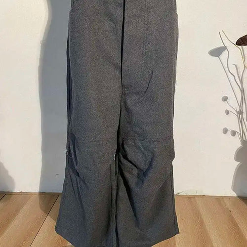 Load image into Gallery viewer, High Waist Gray Brief Pleated Long Wide Leg Trousers New Loose Fit Pants Women Fashion Tide Spring Autumn 2025 YA77402
