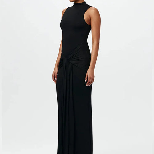 Load image into Gallery viewer, Elegant Sleeveless Bodycon Lace Up Party Evening Dress Women Autumn/Winter New2025 Slim Vestido Elastic Tight Clothing
