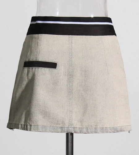 Streetwear Patchwork Floral Skirts For Women High Waist Colorblock Casual Mini Skirt Female Clothing Fashion