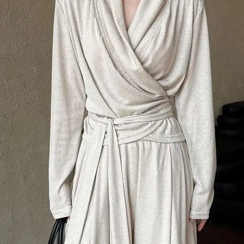 Load image into Gallery viewer, Bandage Elegant T-shirt Wide Leg Pants Two Piece Suit New V-Neck Long Sleeve Women Fashion Tide Spring Autumn 2025 1DJ0103
