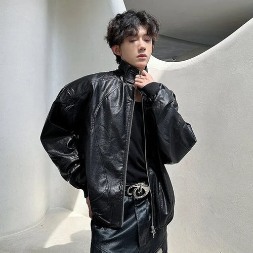 Load image into Gallery viewer, Fashion Men&#39;s Jackets Stand Collar Casual Solid Color Double-ended Zipper Loose Personalized Male Short Tops 9C9278
