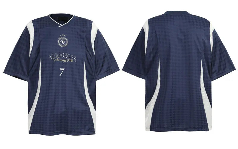 Vintage Mesh Jersey T-Shirt Y2K Graphic Printed Patchwork Racing Sports Tshirt Streetwear Hip Hop Harajuku Casual Baggy Top Tee