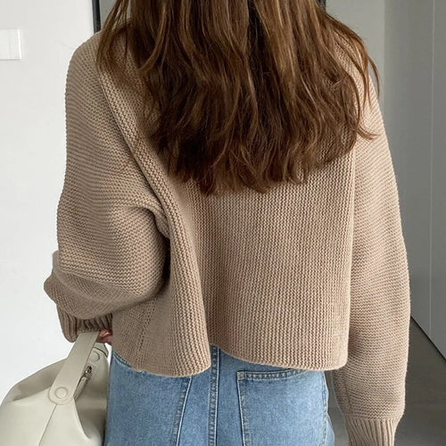 Load image into Gallery viewer, Solid Temperament Sweaters For Women Slash Neck Long Sleeve Patchwork Button Minimalist Sweater Female Fashion
