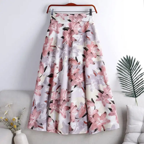 Load image into Gallery viewer, Chiffon Print Dot Skirts Womens High Waist All-match Summer Medium Long  A-line Skirt Female Office Lady Pleated Skirt Elegant
