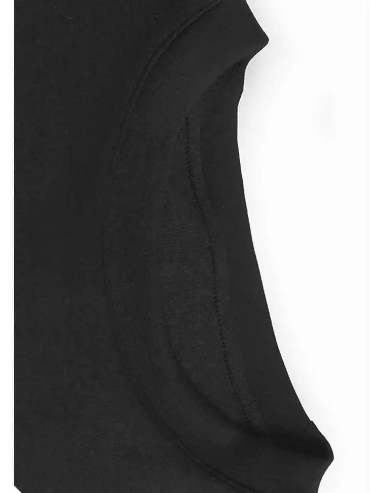 Women Black False Two Ruffles Hem Big Size Midi Dress New Round Neck Long Sleeve Fashion Tide Spring Autumn 2025 1DH9654