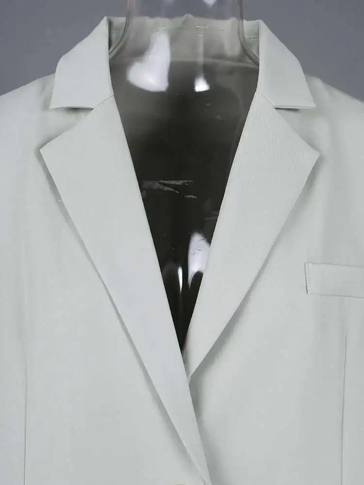 Women Beige Brief Long Big Size Elegant Blazer New Lapel Long Sleeve Jacket Fashion Tide Spring Autumn 2025 1LD1941