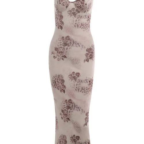 Load image into Gallery viewer, Sexy Women's Flower Print Sleeveless Long Dress 2023 Female Slim Fit High Waist Bodycon Dress Party Club Evening Dress
