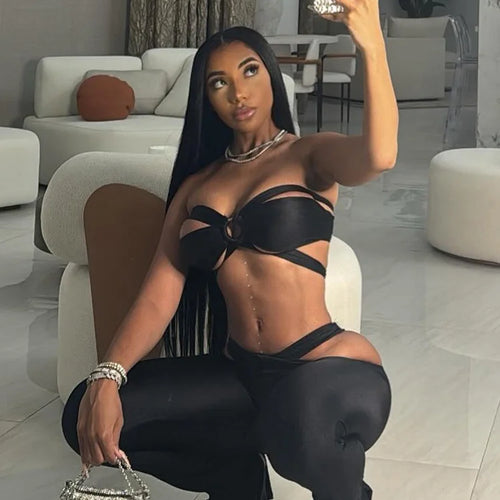 Load image into Gallery viewer, Sexy Summer Women Hipster Halter Cross Wrapped Camisole+Ruched Special Leggings Elastic Street Activity Matching Suit
