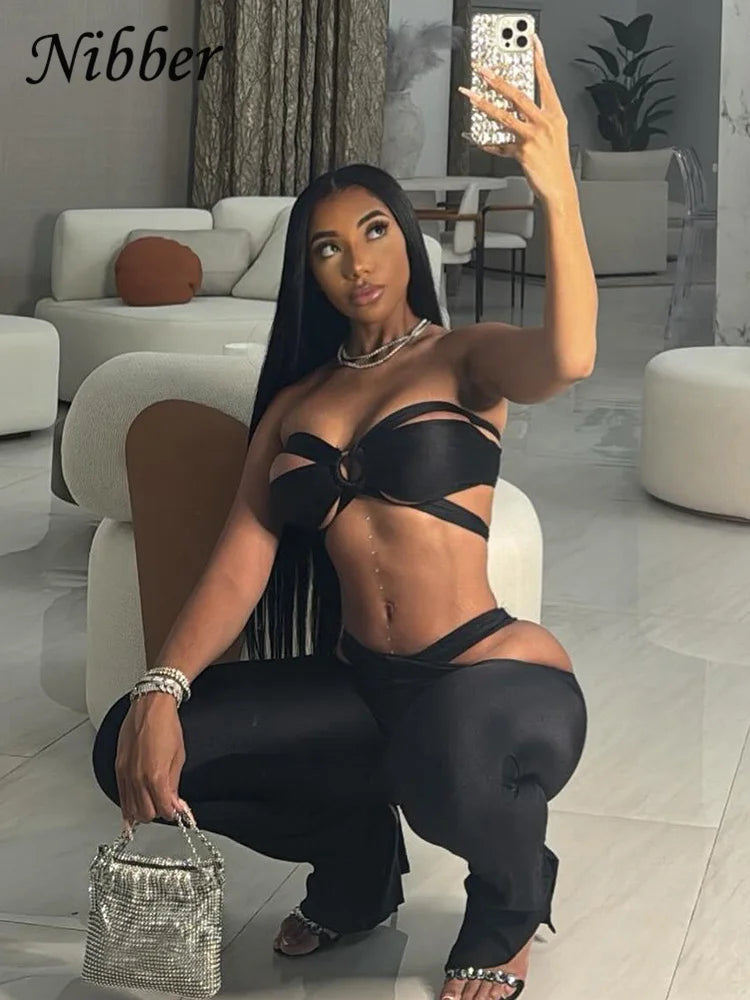 Sexy Summer Women Hipster Halter Cross Wrapped Camisole+Ruched Special Leggings Elastic Street Activity Matching Suit