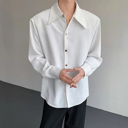 Load image into Gallery viewer, Men&#39;s Drape Shirts Male Long Sleeved Turn-down Collar New Cool Korean Single Breasted Silhouette Ice Silk Clothing 9W1383
