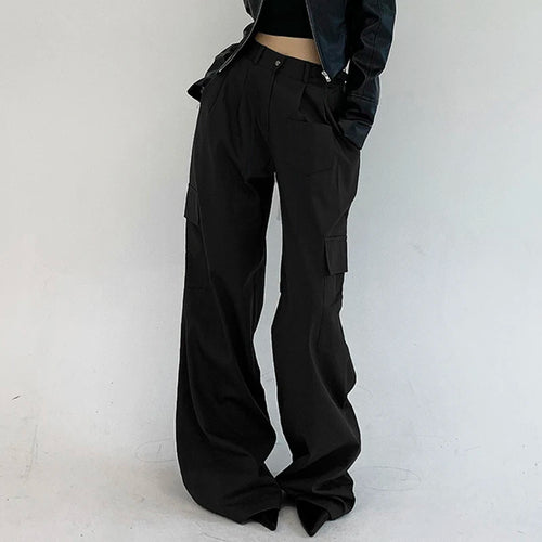 Load image into Gallery viewer, Korean Fashion Pleated Suit Pants Solid Elegant Basic Cargo Trousers Women Harajuku Folds Pockets Sweatpants Outfits
