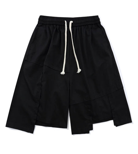 Men's Cargo Shorts New American High Street Style Irregular Design Loose Summer Elastic Waist Patchwork Male Bottoms 9W1765