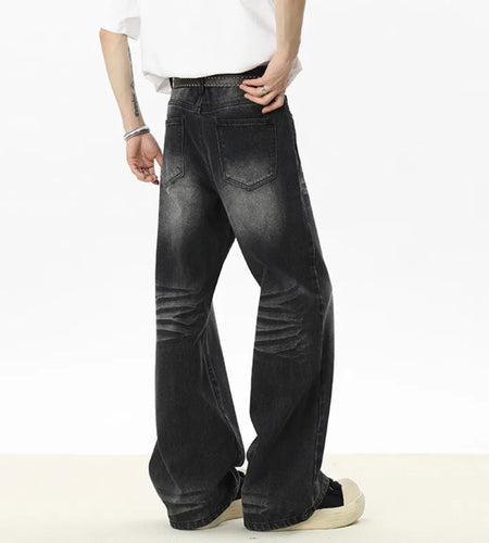 Men's Jeans New Spring American Style Straight Leg Denim Pants Handsome Curved Knife Design Male Trousers 2025 9W1530