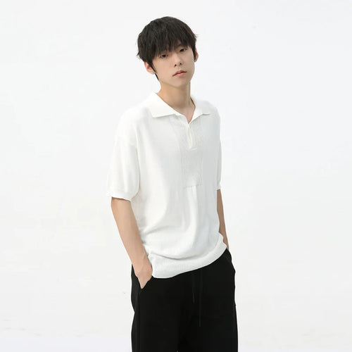 Load image into Gallery viewer, Men&#39;s Short Sleeve T-shirt Summer Korean Style Simple Solid Color Lapel Trend Fashion Loose Casual Male Top 9C5617
