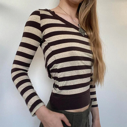 Load image into Gallery viewer, Vintage Stripe Backless Women Sweater Top Y2K Aesthetic Slim Knitted Pullover Harajuku Tie Up Autumn Jumpers Korean
