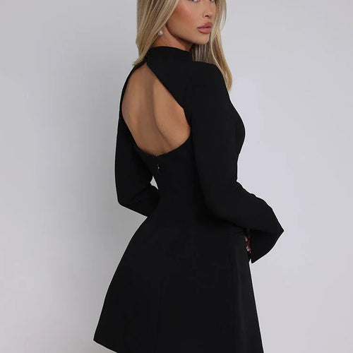 Load image into Gallery viewer, Elegant Long Sleeved Bodycon Women Dress Sexy Slim Backless Mini Vestido Autumn And Winter New 2025 Party Evening Dress
