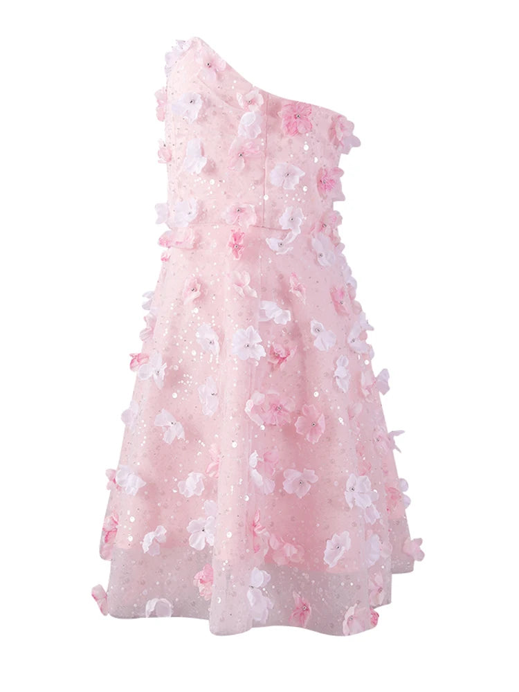 Women Three-dimensional Flower Rhinestones Mini Strapless Dress New Sleeveless Fashion Tide Spring Autumn 2025 CPG2978