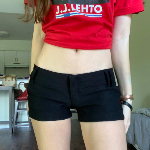 Load image into Gallery viewer, Streetwear Solid Low Waist Slimming Suit Micro Shorts Women Summer All Match Zipper-Fly Mini Bottoms Chic 2025 Trend
