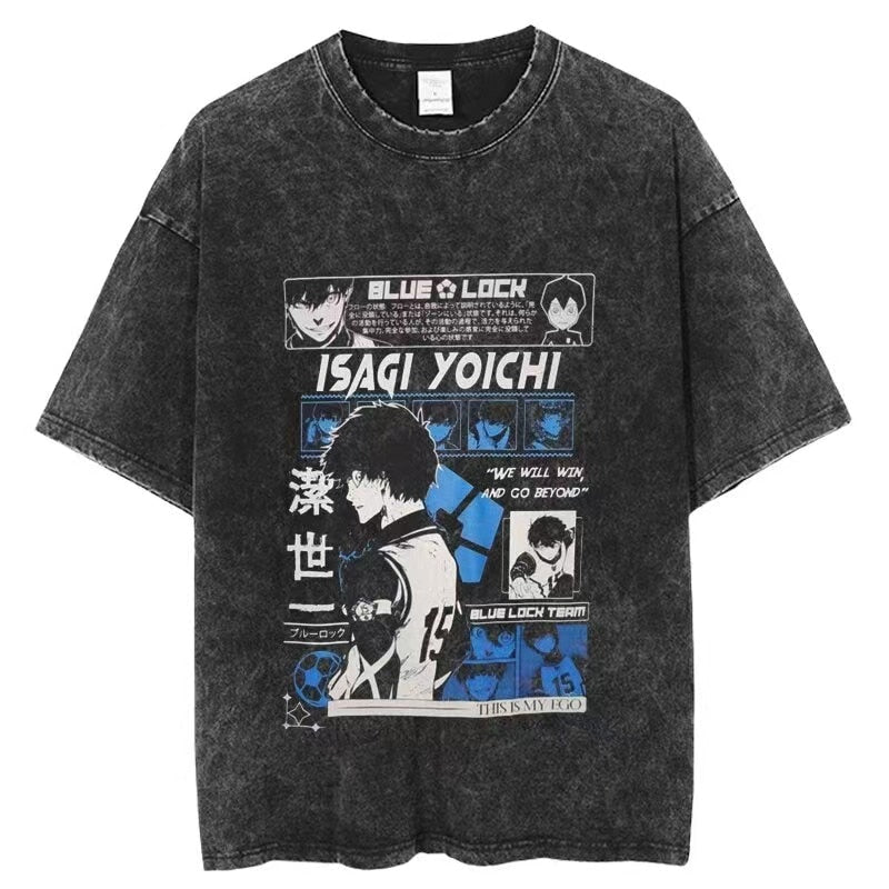 Vintage Washed Tshirts Anime T Shirt Harajuku Oversize Tee Cotton fashion Streetwear unisex top ab79v1