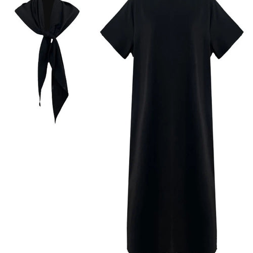 Load image into Gallery viewer, Women White Bandage Irregular Big Size Midi Dress New Round Neck Short Sleeve Fashion Tide Spring Summer 2025 1DJ1263
